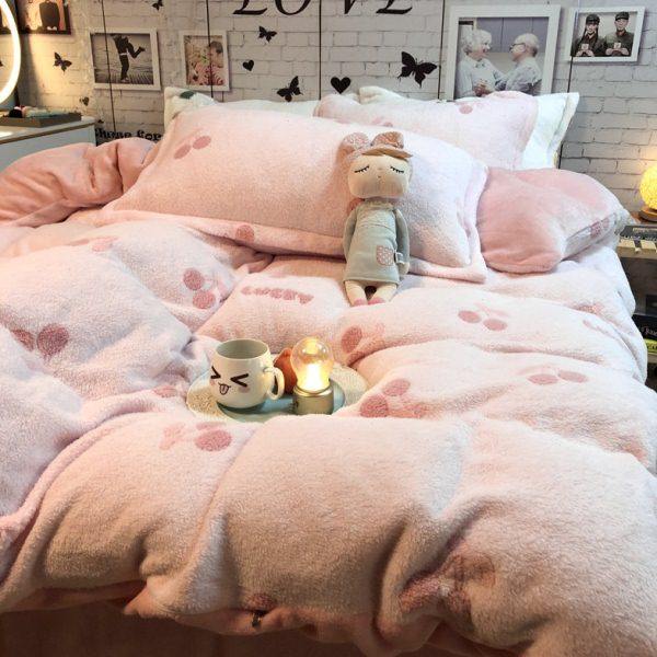 炒甜小樱桃 | 雪花绒被套床单四件套1.5少女心卧室牛奶绒床上用品,床上用品,酒店床品套件,淘宝优惠券,粉丝福利购,淘宝优惠卷