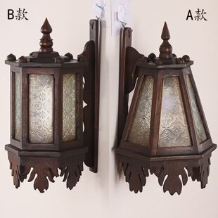 泰式家装灯具中式复古实木壁灯卧室床头灯古典过道走廊楼梯装饰灯