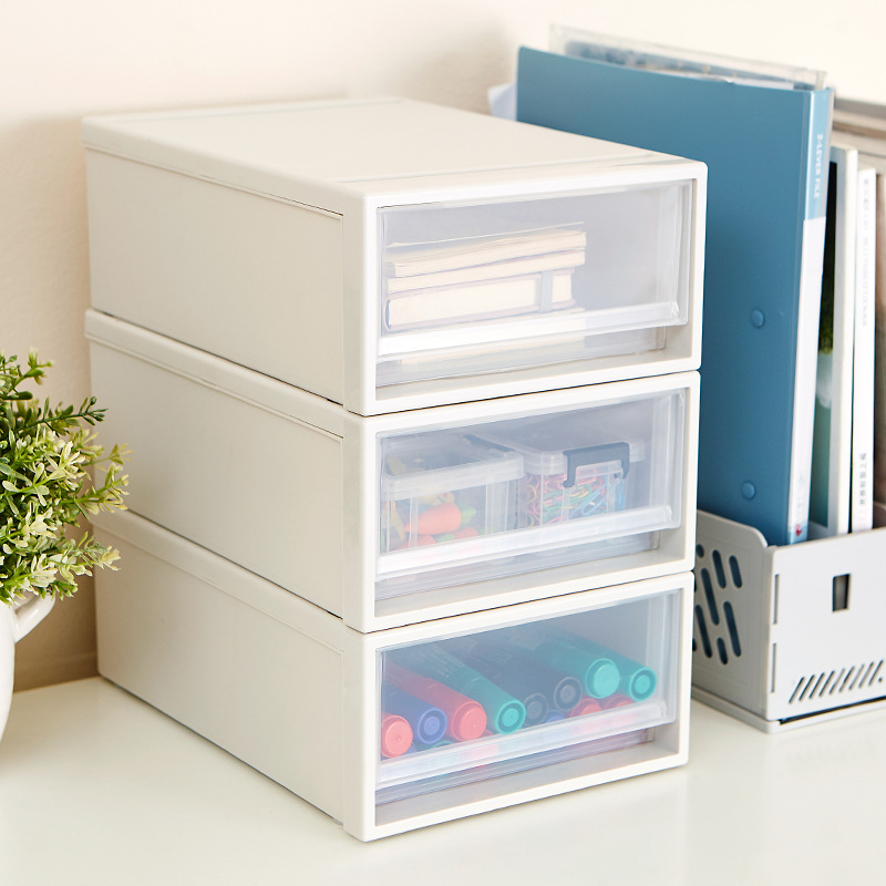 JEKO书桌办公桌面收纳柜抽屉式办公室用品文件盒塑料整理箱架子