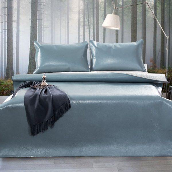 原牧新款头层水牛皮凉席彩色真皮牛皮席三件套夏季凉席纯色软席子