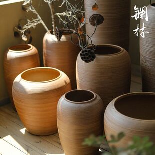 陶瓷花瓶大号大型落地客厅插干花配干枝陶罐复古民宿家居装饰摆件
