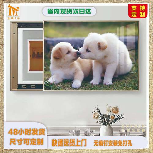 电表箱遮挡装饰画无痕钉免打孔开关箱弱电箱挂画翻盖推拉铝合金画