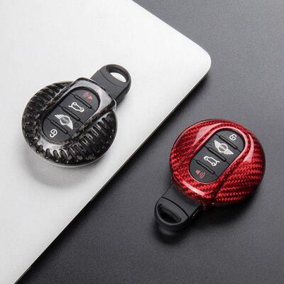 适用于宝马迷你MINI碳纤维钥匙壳玻璃纤维miniF56F55F54保护套扣