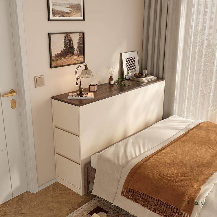 奶油中古风卧室斗柜床头柜一体储物柜小户型床尾长条柜床边夹缝柜,纺织面料/辅料/配套,纺织机械配件,淘宝优惠券,粉丝福利购,淘宝优惠卷