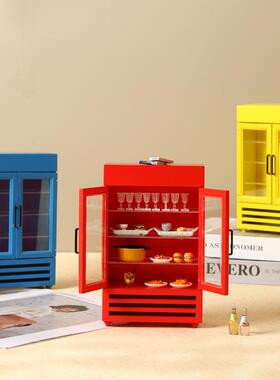 微缩食玩双门冰箱迷你模型冰柜1:12分ob11娃娃屋dollhouse过家家