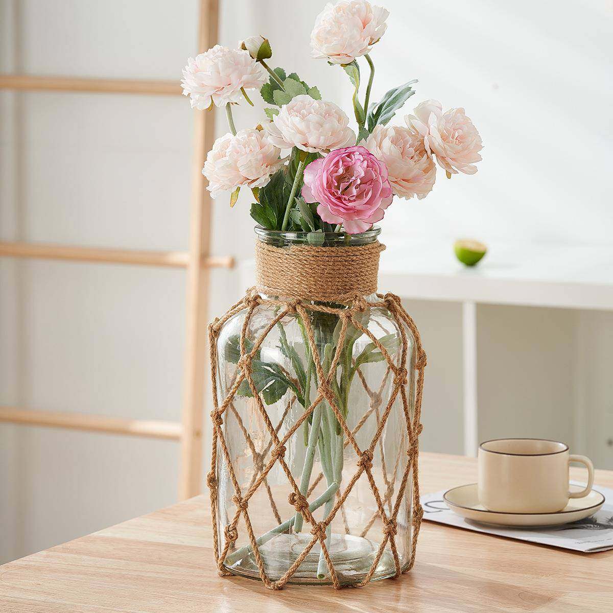 手工编织麻绳玻璃瓶套客厅室内花瓶摆件创意水培复古花瓶保护套,鲜花速递/花卉仿真/绿植园艺,割草机/草坪机,淘宝优惠券,粉丝福利购,淘宝优惠卷
