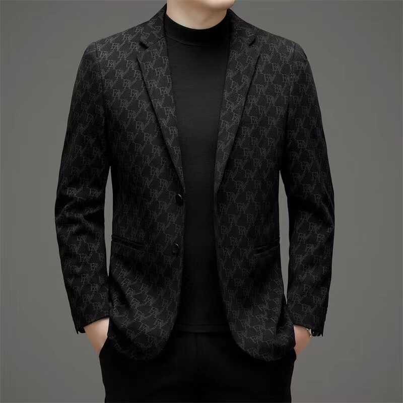 中青年高品质男士免烫西装时尚提花抗皱休闲西服男外套