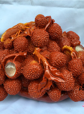 荔枝芙蓉石仿寿山石摆件新中式家居玄关客厅电视柜工艺品桌面装饰