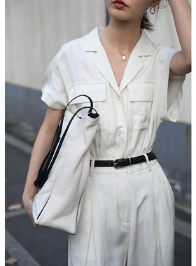 无拘2023年新款气质连身套装夏修身时尚阔腿连体衣高腰连体裤女