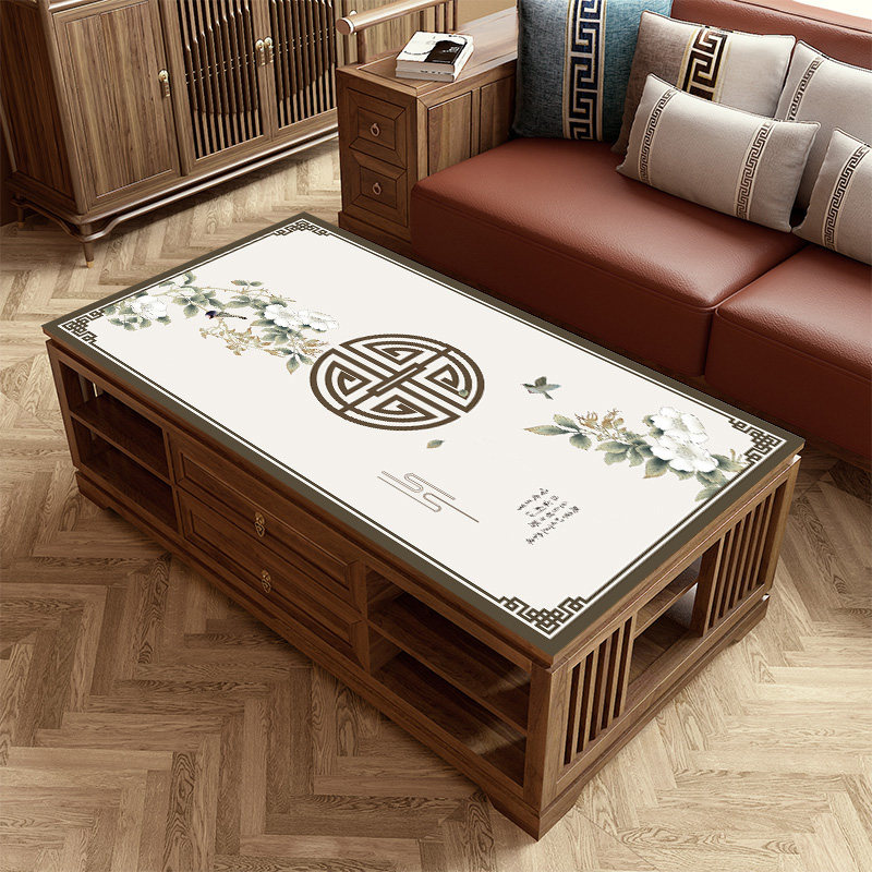 新中式茶几桌布免洗防水防油防烫轻奢高级感客厅家用pvc餐桌桌垫,居家布艺,茶几垫,淘宝优惠券,粉丝福利购,淘宝优惠卷