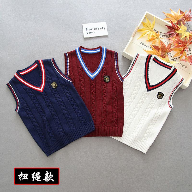男童毛衣背心女童针织马甲2020新款秋冬季打底衫小中大童线衣校服
