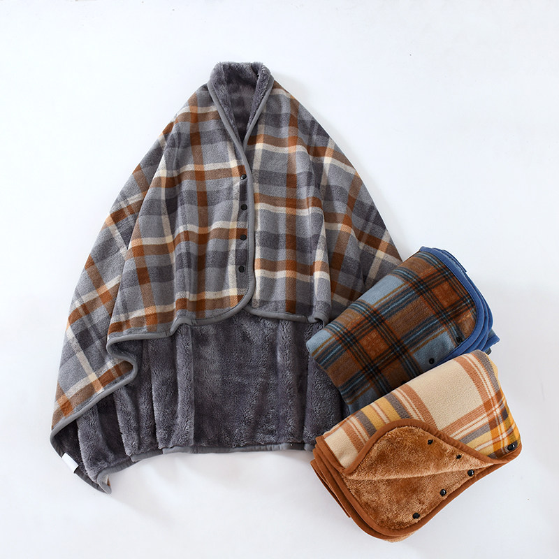 披肩斗篷式毯子加厚发热保暖办公室午休毯空调房午睡加绒带扣盖毯,居家日用,保暖披肩,淘宝优惠券,粉丝福利购,淘宝优惠卷