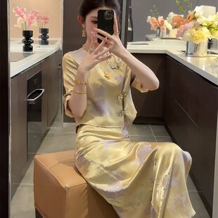 新中式国风套装女夏季新款高级感小个子改良短款旗袍半身裙两件套