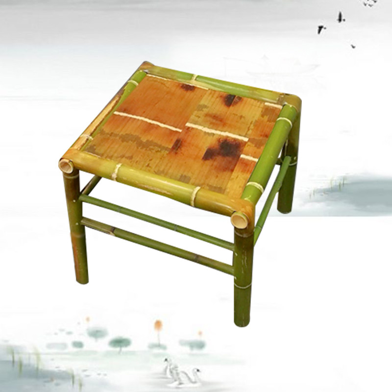 简约洽谈桌椅组合原竹子小方桌一桌四椅接待会客家用小餐桌椅全套