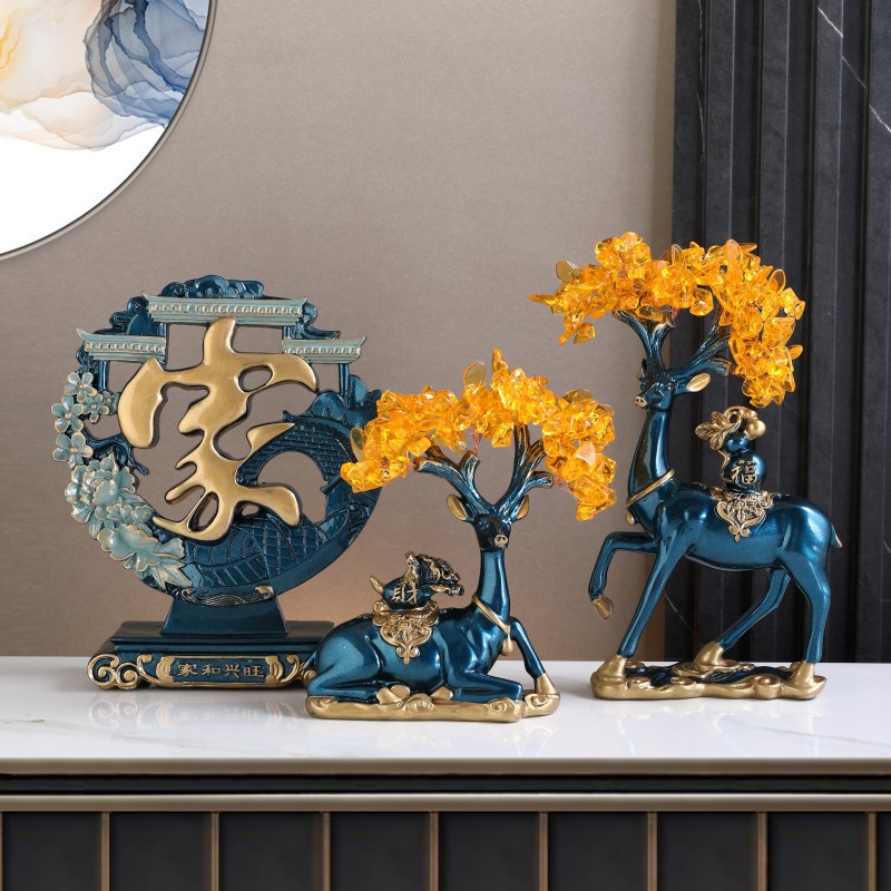 创意鹿子三件套摆件居家客厅玄关电视酒柜装饰品大象一对乔迁礼品