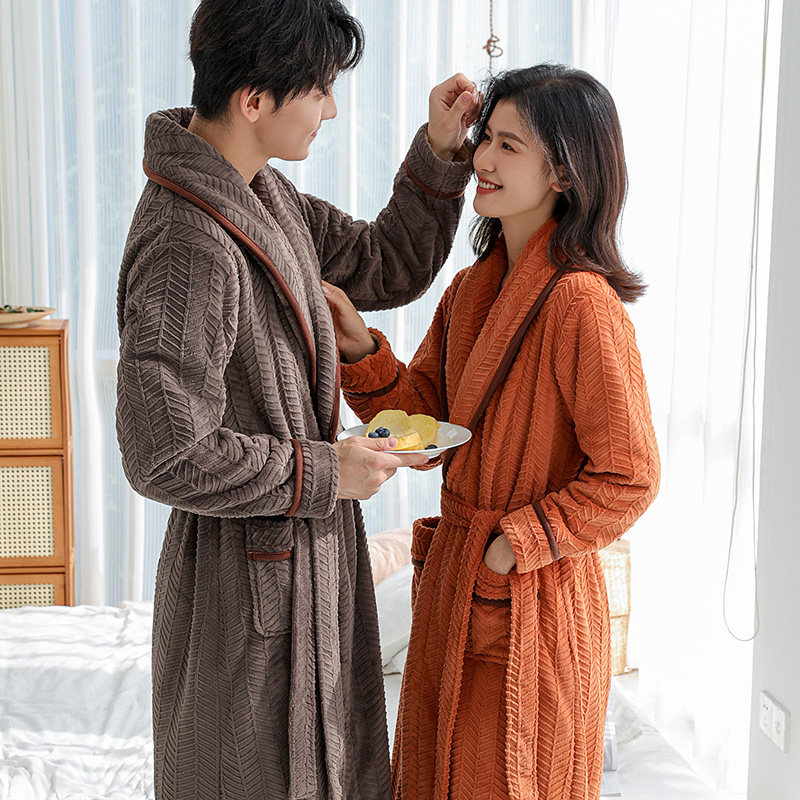 秋冬季长款双面加绒睡袍男士加肥大码法兰绒情侣浴袍女冬加厚睡衣,女士内衣/男士内衣/家居服,睡袍/浴袍,淘宝优惠券,粉丝福利购,淘宝优惠卷