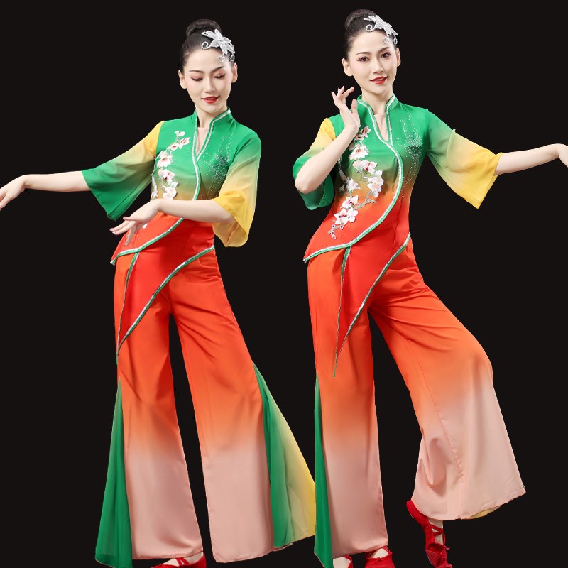 秧歌服女2024新款时尚演出服广场舞扇子舞表演服飘逸胶州秧歌艺考