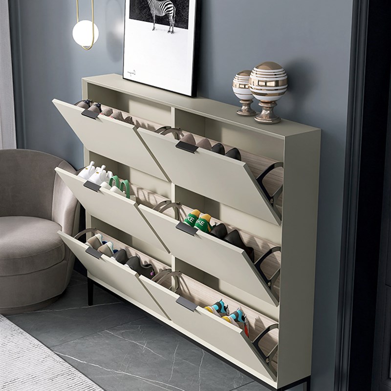意式极简超薄鞋柜家用门口入户大容量翻斗收纳省空间小户型玄关柜