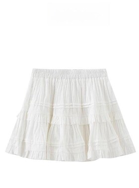 BM甜美法式蛋糕裙女夏季2024新高腰显瘦设计感白色A字短裙半身裙