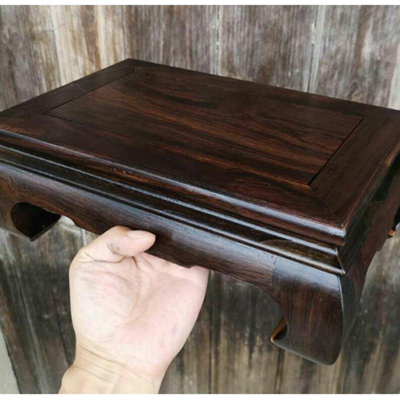 实木黑檀花盆摆件底座明式弯脚台鱼缸花瓶佛像奇石底座长方形托架