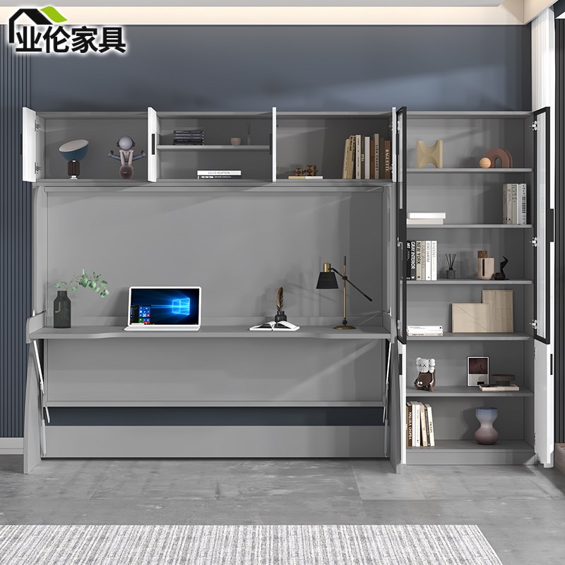 小户型隐形床侧翻床一体折叠书桌书柜组合单人多功能折叠床3CH6