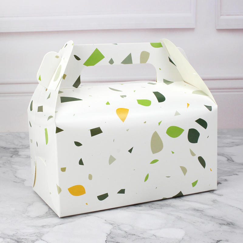 手提慕斯蛋糕盒4寸小西点长方形一次性打包盒三角形包装盒子100个