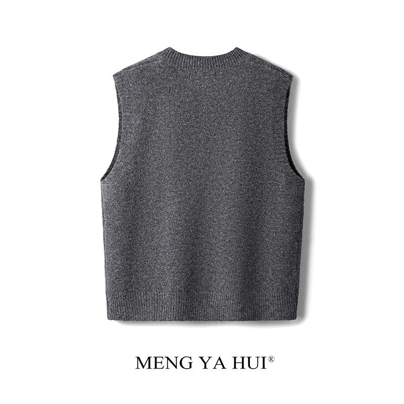 2024新款宽松针织马甲女外穿百搭学院风秋冬V领马海毛衣背心叠穿