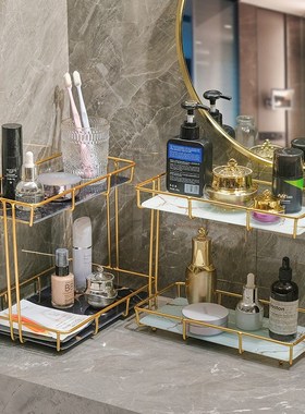 北欧卫生间洗手洗漱台面置物架浴室轻奢桌面梳妆台用品收纳架子盒