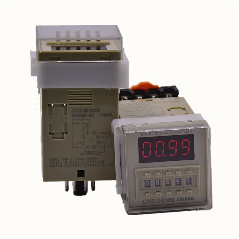 数显时间继电器DH48S-2Z两开两闭通电延时控制开关送导轨安装底座