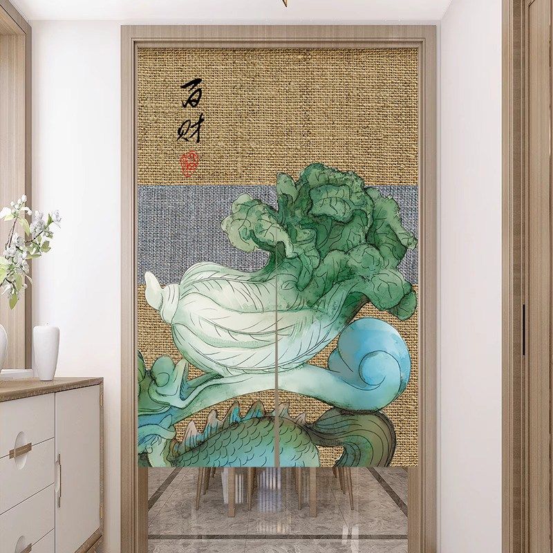 中式复古门帘玄关禅意遮挡帘免打孔家用卧室布帘厨房卫生间隔断帘,居家布艺,门帘,淘宝优惠券,粉丝福利购,淘宝优惠卷