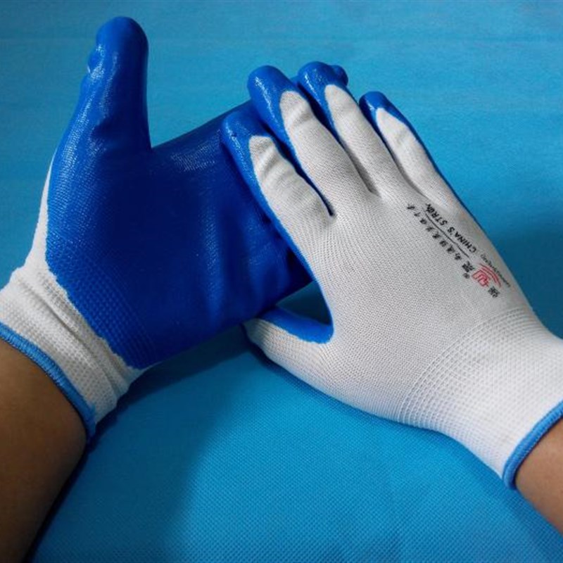 包邮蓝色丁青手套浸胶手套手套尼龙手套劳保浸胶手套涂胶36双包邮