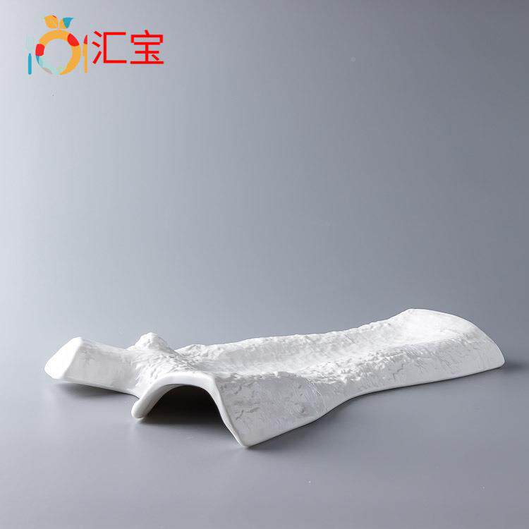 14寸哑光枝仿树陶意境菜摆盘菜碟海鲜餐摆碟PZQ酒店餐厅盘碟瓷子