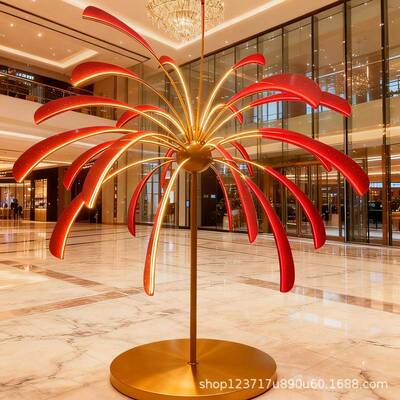 马年美陈酒店商购物中心场DP点装饰烟花树流星灯景化布JSF置场亮