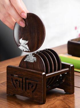 黑茶创檀实木垫杯垫茶杯垫茶道功夫茶杯托茶托配意NNH茶具件木质