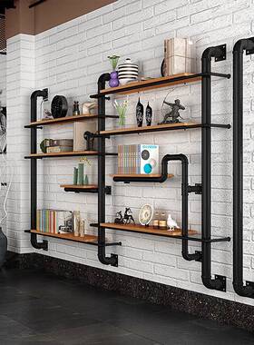 美式复古水管置物架厅书客房艺卧室墙上铁置物76094架酒吧纳收装