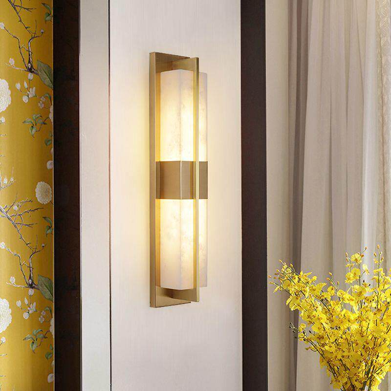 新中式长条壁灯 仿云石客厅背景灯现代简约led床头灯酒店走廊楼梯