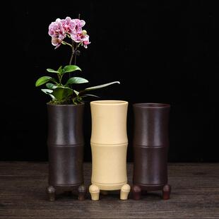 宜兴紫砂兰花盆兰草盆竹子盆景盆桌面花卉绿植小号三脚盆景盆