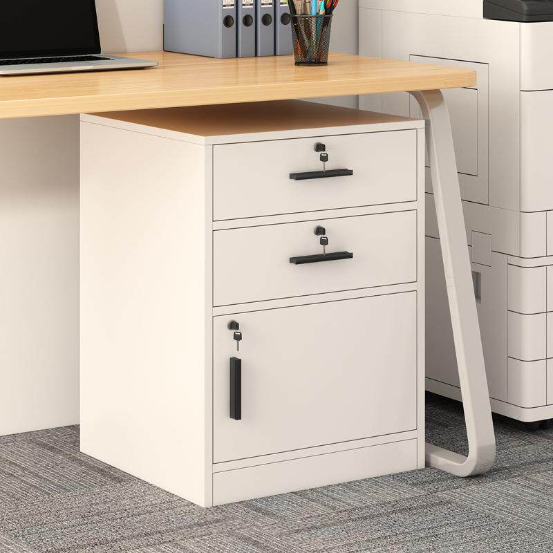 文件柜办公室木质带锁可移动储物柜抽屉柜带轮桌下收纳矮柜小柜子