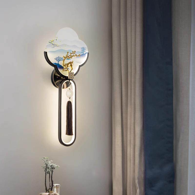 新中式客厅壁灯茶室书房卧室床头楼梯走廊酒店装饰墙宋代美学壁灯