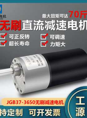 37-3650无刷直流减速电机微型12v24伏可调速变速齿轮低速电动马达