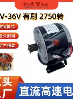 滑板车电机电动自行车改装高速马达24V250W同步轮齿轮款