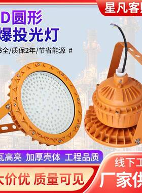 LED圆形防爆投光灯地铁加油站车间照明免维护工矿灯LED黄色防爆灯