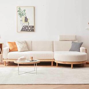 北蜡木全实木原木日式转角布艺沙发现代简约意式小户型客厅家具