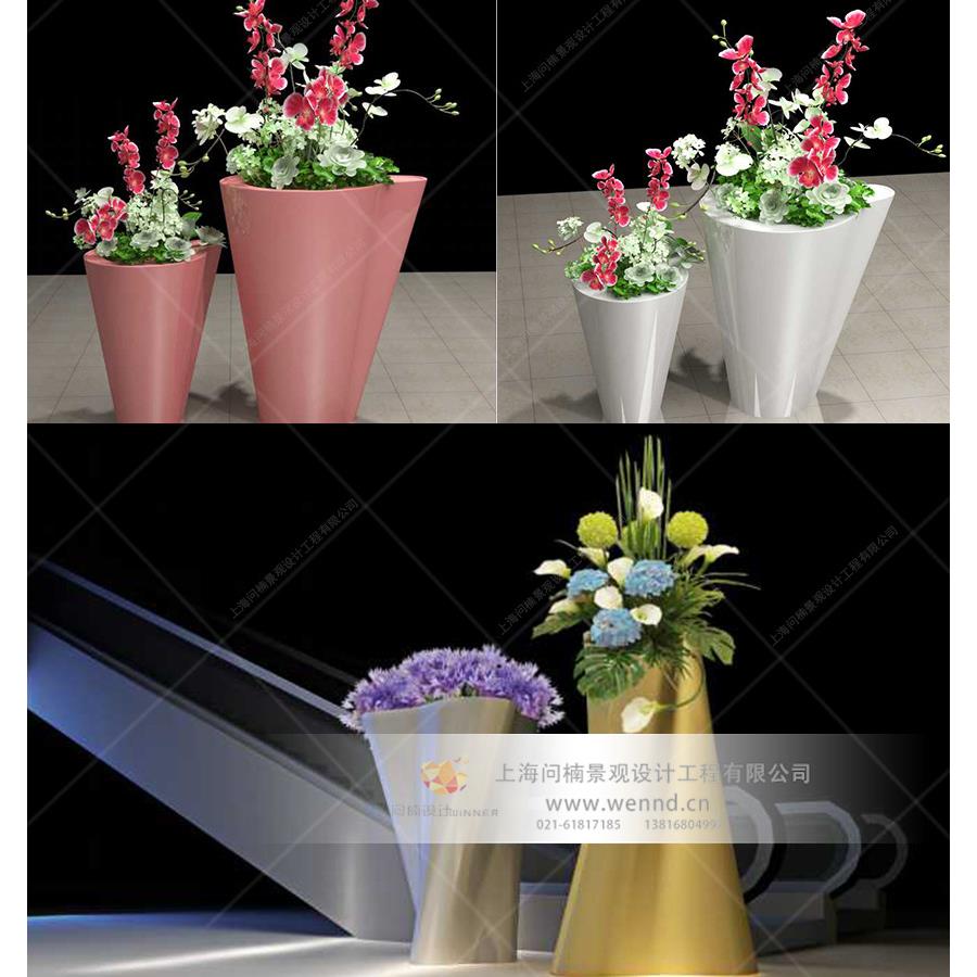 花盆绿植美陈商业美陈设计创意花盆玻璃钢花缸花艺异形花艺创意