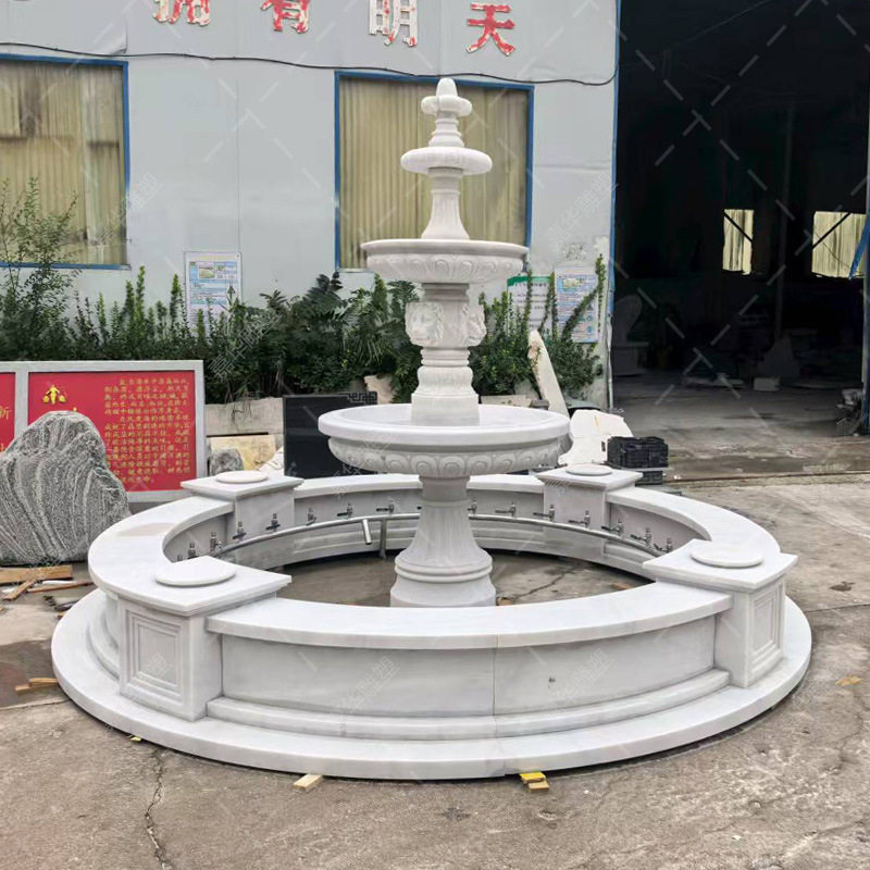 石雕喷泉雕塑制作户外庭院大型大理石流水石钵景观全套欧式喷水池
