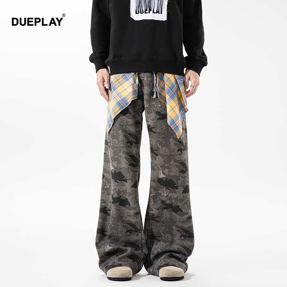 DUEPLAY美式微喇屁帘迷彩休闲裤