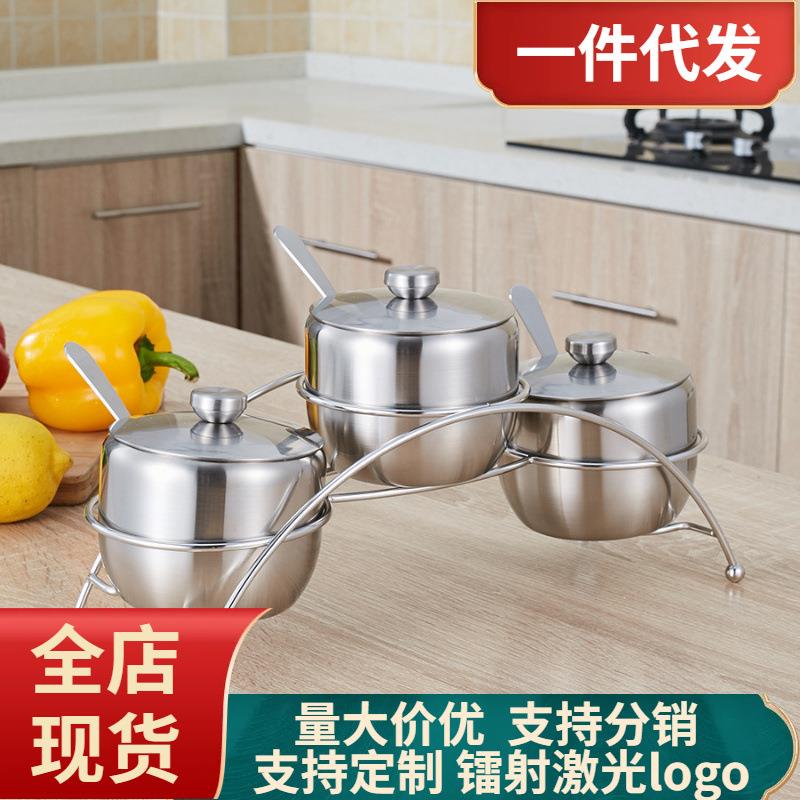 304加厚不锈钢欧式调料罐套装家用厨房餐厅调味盒调味瓶盐罐现货