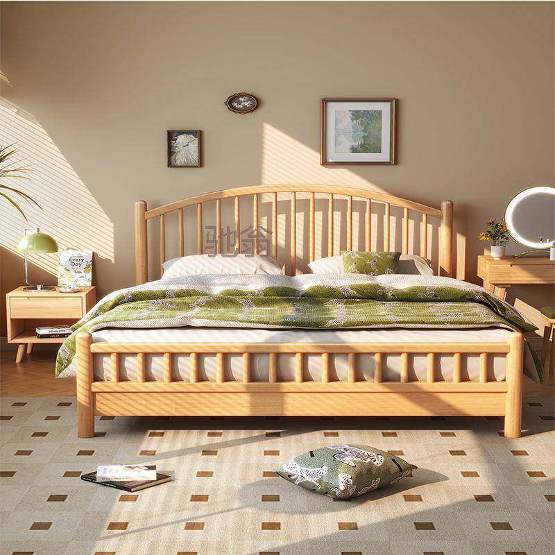 Mt北欧实木床现代简约床原木经济型温莎床双人床日式主卧