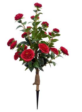 凯锦仿真树绿植红色山茶花地插树摆件室内创意桌面假花绿植装饰