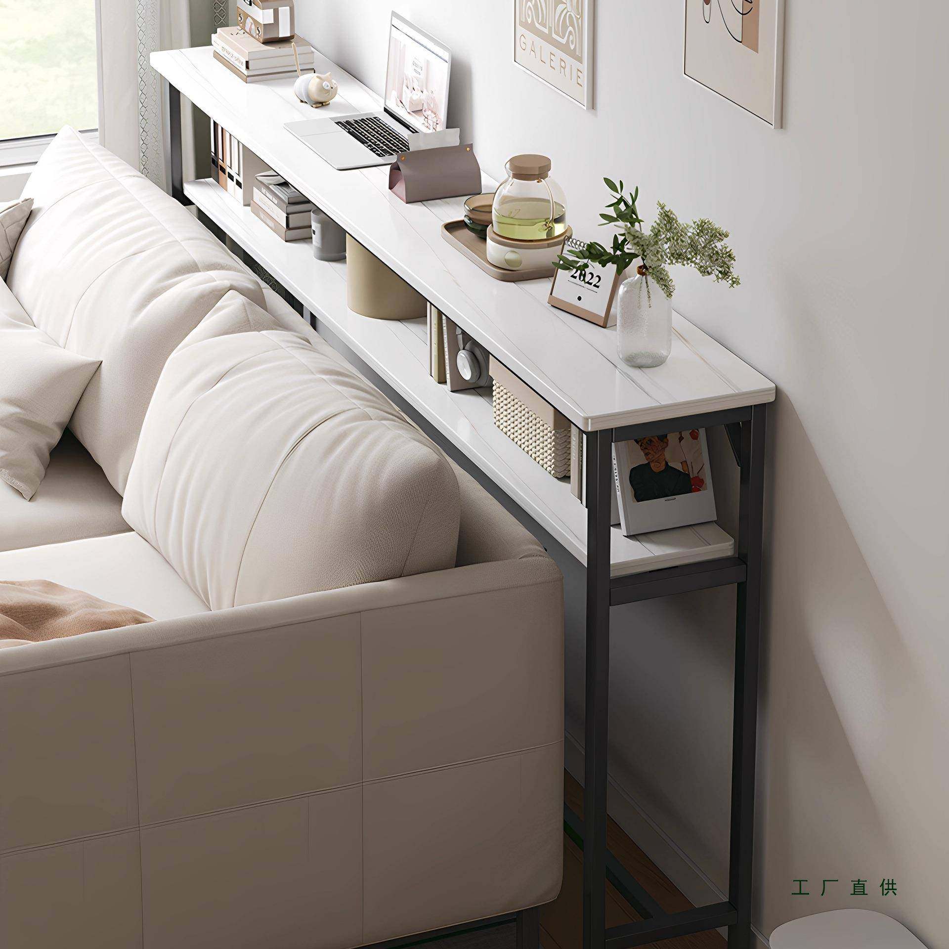 床边窄桌子窄夹缝长条桌靠墙床尾桌沙发后置物架靠背柜缝隙置物柜